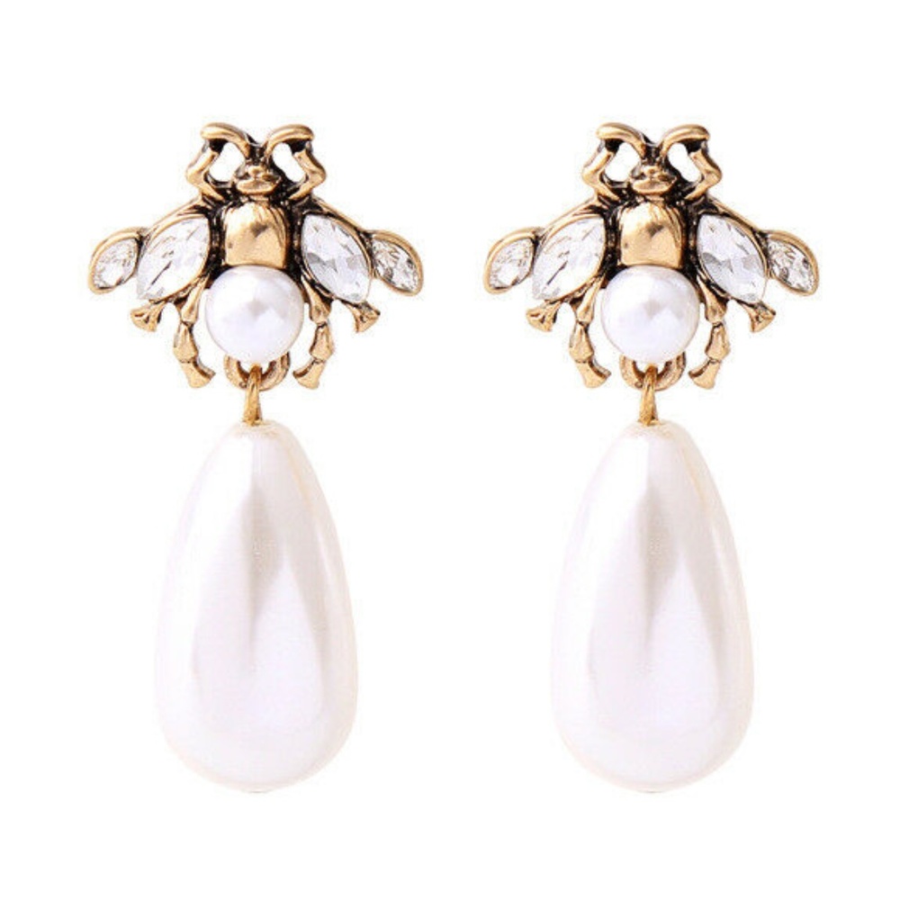 Bee n Fake Pearl Earrings